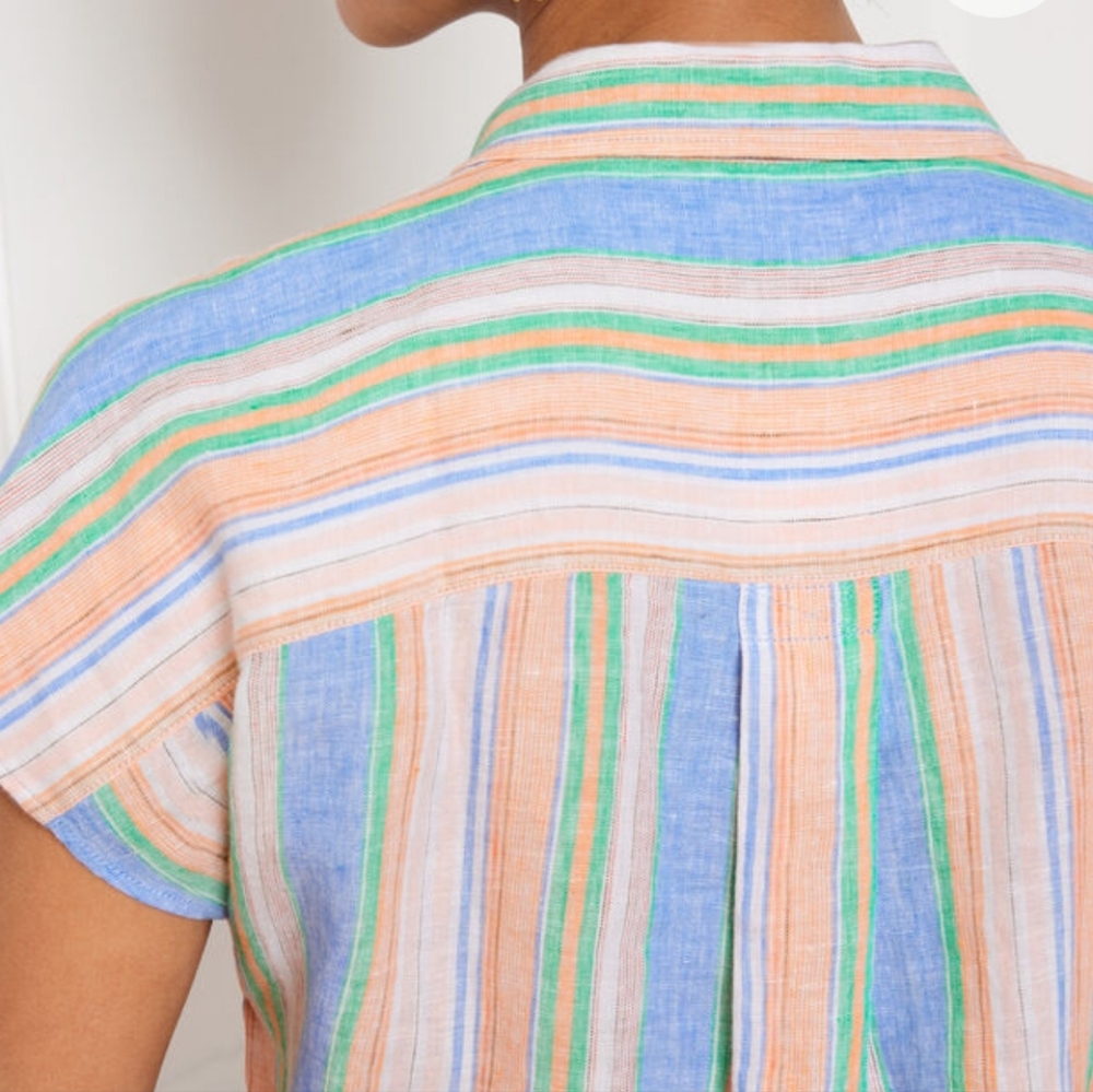 Talbots Striped Button-Front Tied Hem Top #3472 - Picture 10 of 11